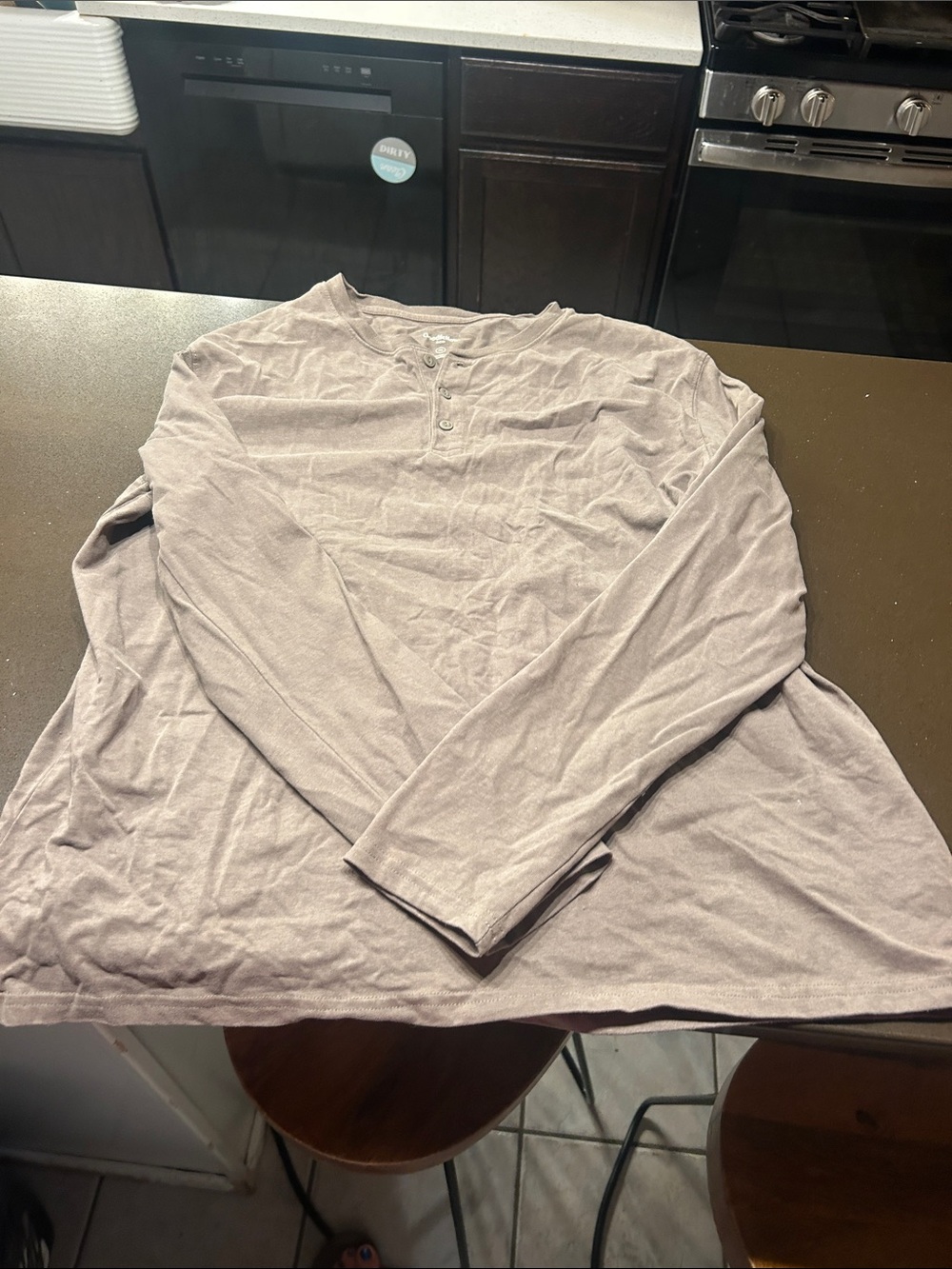 Goodfellow & Co Long-Sleeve Henley in Light Taupe